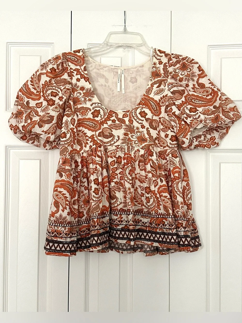 By Anthropologie Puff-Sleeve Babydoll Blouse